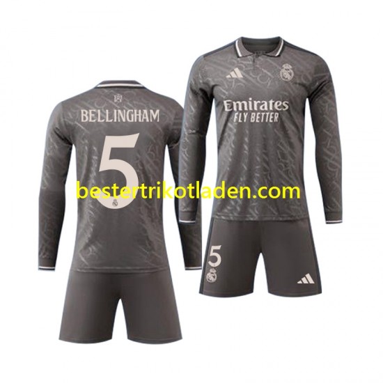Fußballtrikot Real Madrid Jude Bellingham 5 Ausweich Trikot 3rd 2024-2025 Langarm für Kinder