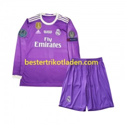 Fußballtrikot Real Madrid 2016 Retro Auswärts Trikot Away Langarm für Kinder
