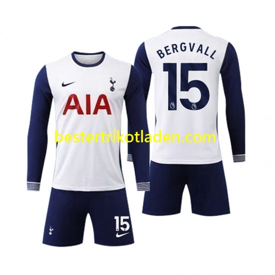 Fußballtrikot Tottenham Spurs Bergvall 15 Heim Trikot Home 2024-2025 Langarm für Kinder