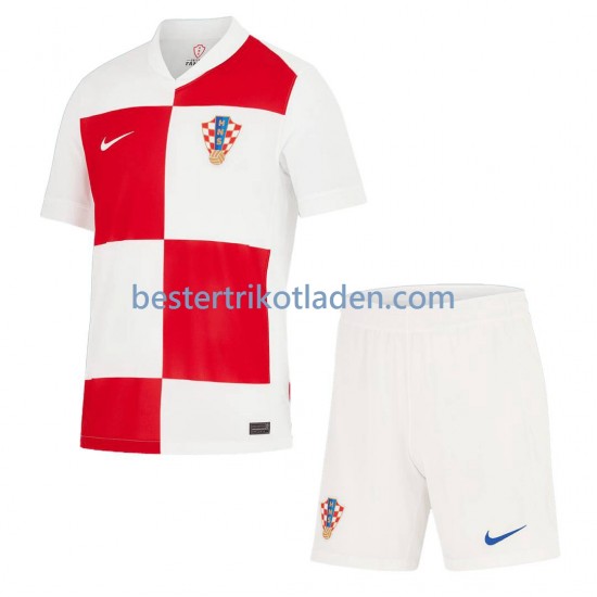 Fußballtrikot Kroatien Heim Trikot Home Euro 2024 Kurzarm für Kinder