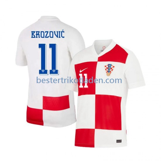 Fußballtrikot Kroatien Marcelo Brozovic 11 Heim Trikot Home Euro 2024 Kurzarm für Herren