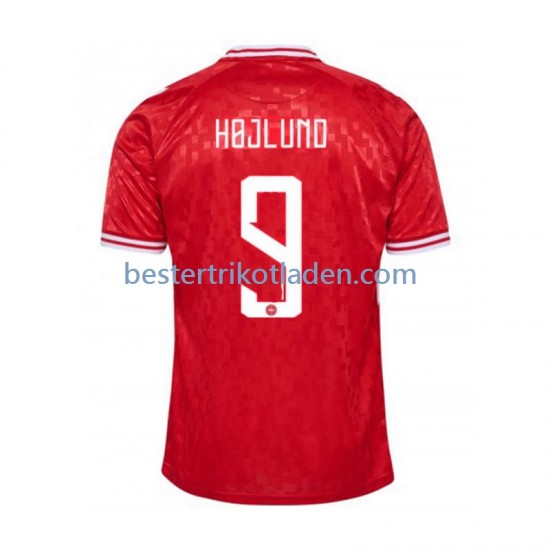 Fußballtrikot Dänemark Hojlund 9 Heim Trikot Home Euro 2024 Kurzarm für Herren