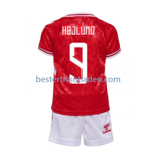 Fußballtrikot Dänemark Hojlund 9 Heim Trikot Home Euro 2024 Kurzarm für Kinder