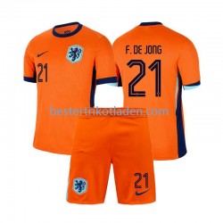 Fußballtrikot Niederlande Frenkie de Jong 21 Heim Trikot Home Euro 2024 Kurzarm für Kinder