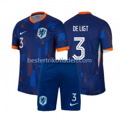 Fußballtrikot Niederlande Matthijs de Ligt 3 Auswärts Trikot Away Euro 2024 Kurzarm für Kinder