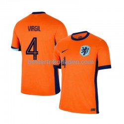 Fußballtrikot Niederlande Virgil van Dijk 4 Heim Trikot Home Euro 2024 Kurzarm für Herren