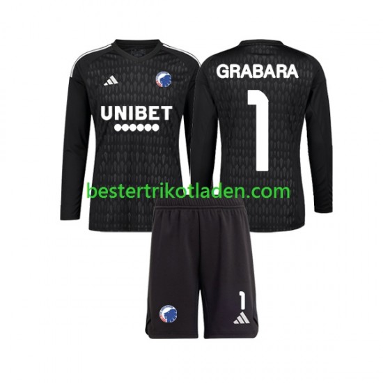 Fußballtrikot FC Kopenhagen GRABARA 1 Torwart Auswärts Trikot Away 2023-2024 Langarm für Kinder