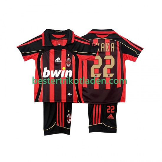 Fußballtrikot AC Mailand KAKA 22 -2007 Retro Heim Trikot Home 2006 Kurzarm für Kinder