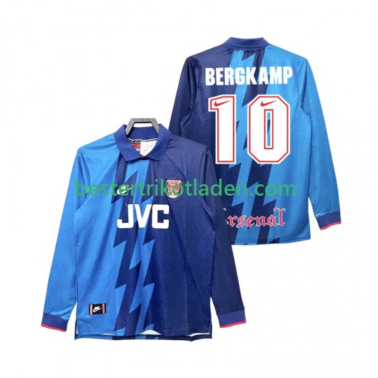 Fußballtrikot Arsenal Bergkamp 10 1995 1996 Retro Auswärts Trikot Away Langarm für Herren
