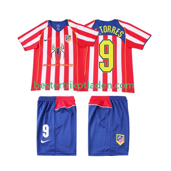 Fußballtrikot Atlético Madrid F TORRES 9 2005 Retro Heim Trikot Home 2004 Kurzarm für Kinder