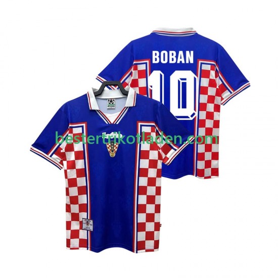 Fußballtrikot Kroatien BOBAN 10 1998 Retro Auswärts Trikot Away Kurzarm für Herren