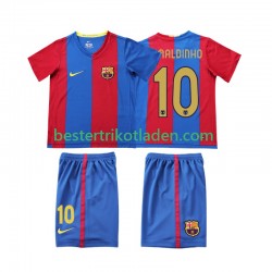 Fußballtrikot FC Barcelona RONALDINHO 10 2007 Retro Heim Trikot Home 2006 Kurzarm für Kinder
