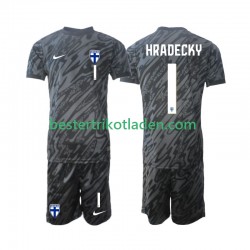 Fußballtrikot Finnland HRADECKY 1 Torwart Heim Trikot Home 2024 Kurzarm für Kinder