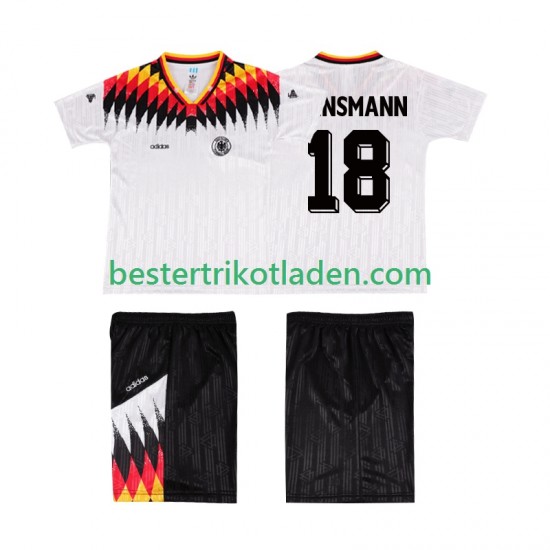 Fußballtrikot Deutschland KLINSMANN 18 Retro Heim Trikot Home 1994 Kurzarm für Kinder