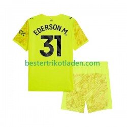Fußballtrikot Manchester City Ederson Moraes 31 Torwart Ausweich Trikot 3rd 2025-2026 Kurzarm für Kinder