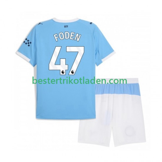 Fußballtrikot Manchester City Phil Foden 47 Heim Trikot Home 2025-2026 Kurzarm für Kinder