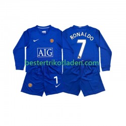 Fußballtrikot Manchester United Cristiano Ronaldo 7 Retro Auswärts Trikot Away 2008 Langarm für Kinder