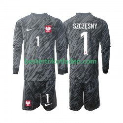 Fußballtrikot Polen Szczesny 1 Torwart Auswärts Trikot Away 2024 Langarm für Kinder