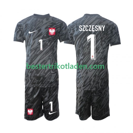 Fußballtrikot Polen Szczesny 1 Torwart Auswärts Trikot Away 2024 Kurzarm für Kinder