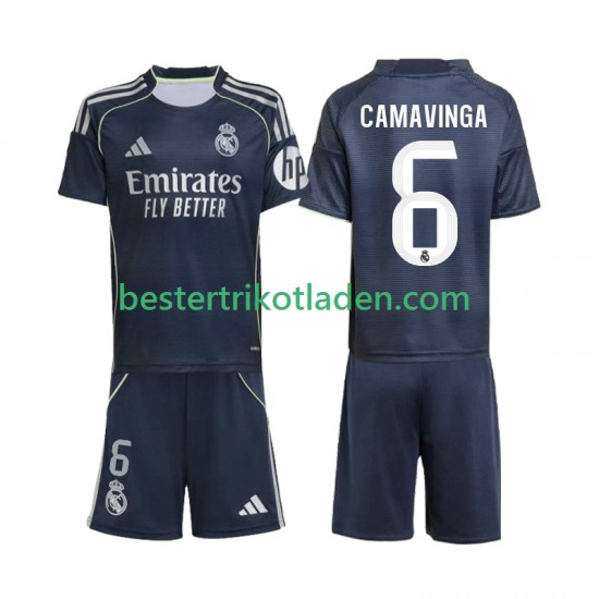 Fußballtrikot Real Madrid Camavinga 6 Auswärts Trikot Away 2025-2026 Kurzarm für Kinder