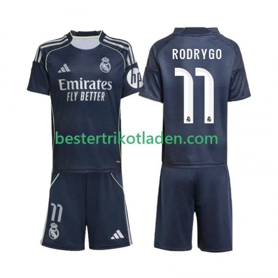 Fußballtrikot Real Madrid Rodrygo 11 Auswärts Trikot Away 2025-2026 Kurzarm für Kinder