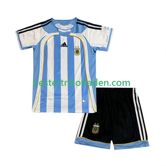 Fußballtrikot Argentinien Retro Heim Trikot Home 2006 Kurzarm für Kinder