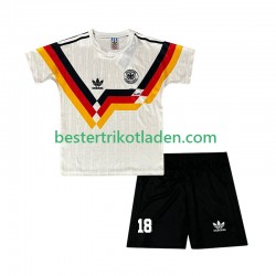Fußballtrikot Deutschland Klinsmann 18 1990 Retro Heim Trikot Home Kurzarm für Kinder