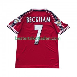 Fußballtrikot Manchester United Beckham 7 1998 Retro Heim Trikot Home 1999 Kurzarm für Herren