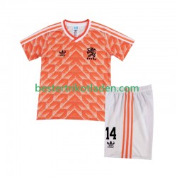 Fußballtrikot Niederlande Cruyff 14 1988 Retro Heim Trikot Home Kurzarm für Kinder