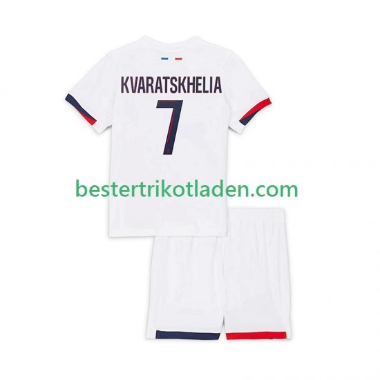 Fußballtrikot Paris Saint-Germain Khvicha Kvaratskhelia 7 Auswärts Trikot Away 2024-2025 Kurzarm für Kinder