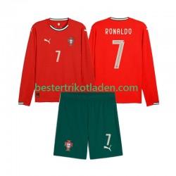 Fußballtrikot Portugal Crstiano Roanldo 7 Heim Trikot Home 2025 Langarm für Kinder