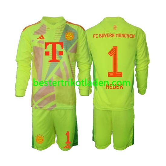 Fußballtrikot FC Bayern München Manuel Neuer 1 Torwart Heim Trikot Home 2024-2025 Langarm für Kinder