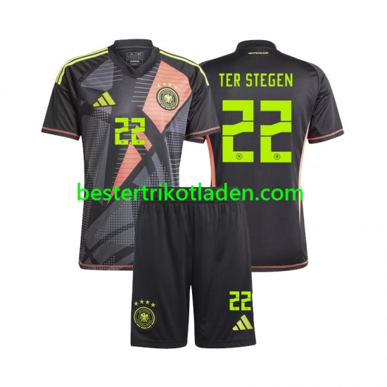 Fußballtrikot Deutschland Ter Stegen 22 Torwart Heim Trikot Home Euro 2024 Kurzarm für Kinder