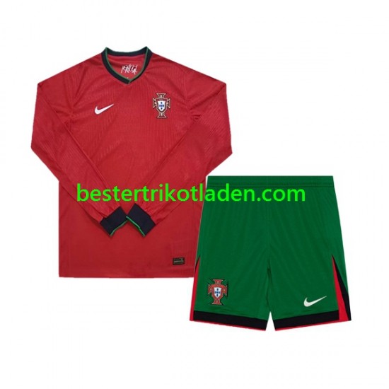 Fußballtrikot Portugal Heim Trikot Home Euro 2024 Langarm für Kinder