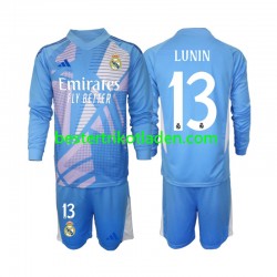 Fußballtrikot Real Madrid Andriy Lunin 13 Torwart Heim Trikot Home 2024-2025 Langarm für Kinder