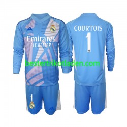 Fußballtrikot Real Madrid Thibaut Courtois 1 Torwart Heim Trikot Home 2024-2025 Langarm für Kinder