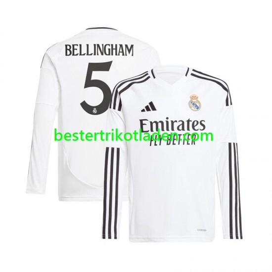 Fußballtrikot Real Madrid Jude Bellingham 5 Heim Trikot Home 2024-2025 Langarm für Herren