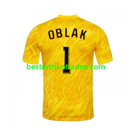 Fußballtrikot Slowenien Jan Oblak 1 Torwart Heim Trikot Home Euro 2024 Kurzarm für Herren