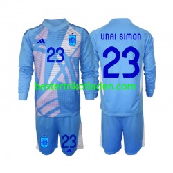 Fußballtrikot Spanien Unai Simon 23 Torwart Heim Trikot Home Euro 2024 Langarm für Kinder