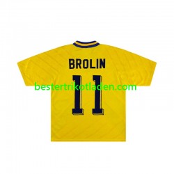 Fußballtrikot Schweden Brolin 11 Retro Heim Trikot Home 1994 Kurzarm für Herren