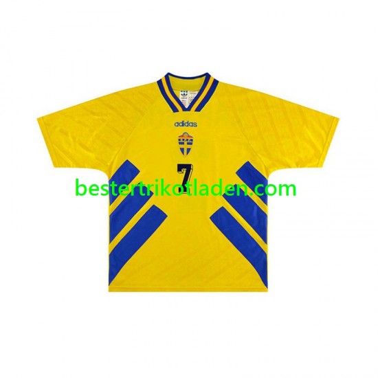Fußballtrikot Schweden Henrik Larsson 7 Retro Heim Trikot Home 1994 Kurzarm für Herren