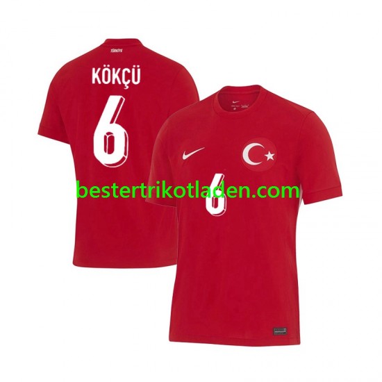 Fußballtrikot Türkei Orkun Kokcu 6 Auswärts Trikot Away Euro 2024 Kurzarm für Herren