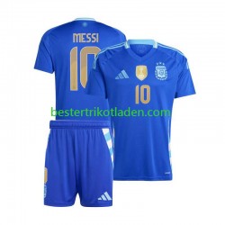 Fußballtrikot Argentinien Lionel Messi 10 Copa America Auswärts Trikot Away 2024 Kurzarm für Kinder