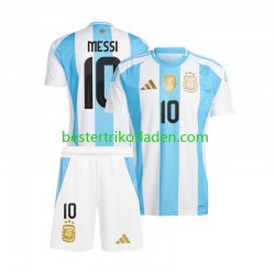 Fußballtrikot Argentinien Lionel Messi 10 Copa America Heim Trikot Home 2024 Kurzarm für Kinder