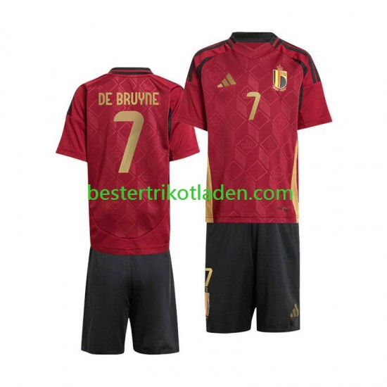 Fußballtrikot Belgien De Bruyne 7 Heim Trikot Home Euro 2024 Kurzarm für Kinder