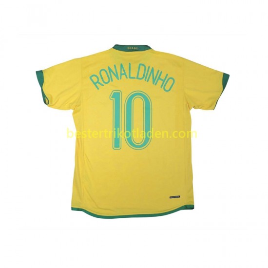 Fußballtrikot Brasilien RONALDINHO 10 Retro Heim Trikot Home 2006 Kurzarm für Herren