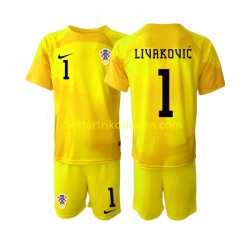 Fußballtrikot Kroatien Dominik Livakovic 1 Torwart Heim Trikot Home WM 2022 Kurzarm für Kinder