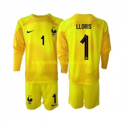Fußballtrikot Frankreich Hugo Lloris 1 Torwart Ausweich Trikot 3rd WM 2022 Langarm für Kinder
