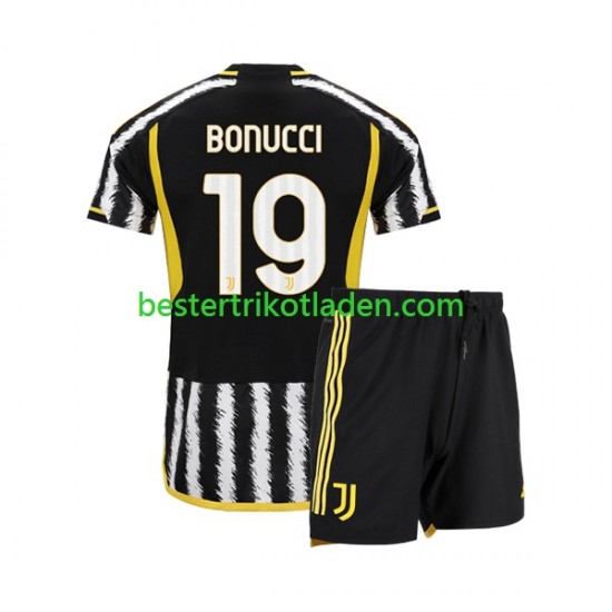 Fußballtrikot Juventus Turin Leonardo Bonucci 19 Heim Trikot Home 2023-2024 Kurzarm für Kinder