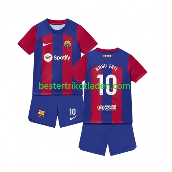 Fußballtrikot FC Barcelona Ansu Fati 10 Heim Trikot Home 2023-2024 Kurzarm für Kinder